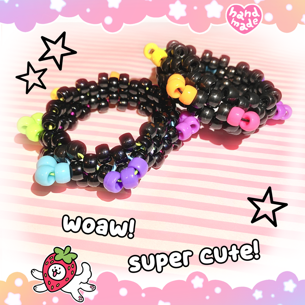 Black Rainbow Spike Kandi Cuff