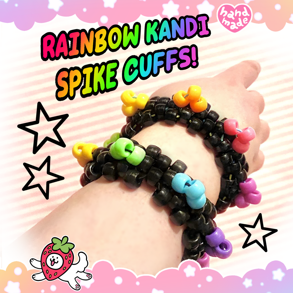 Black Rainbow Spike Kandi Cuff