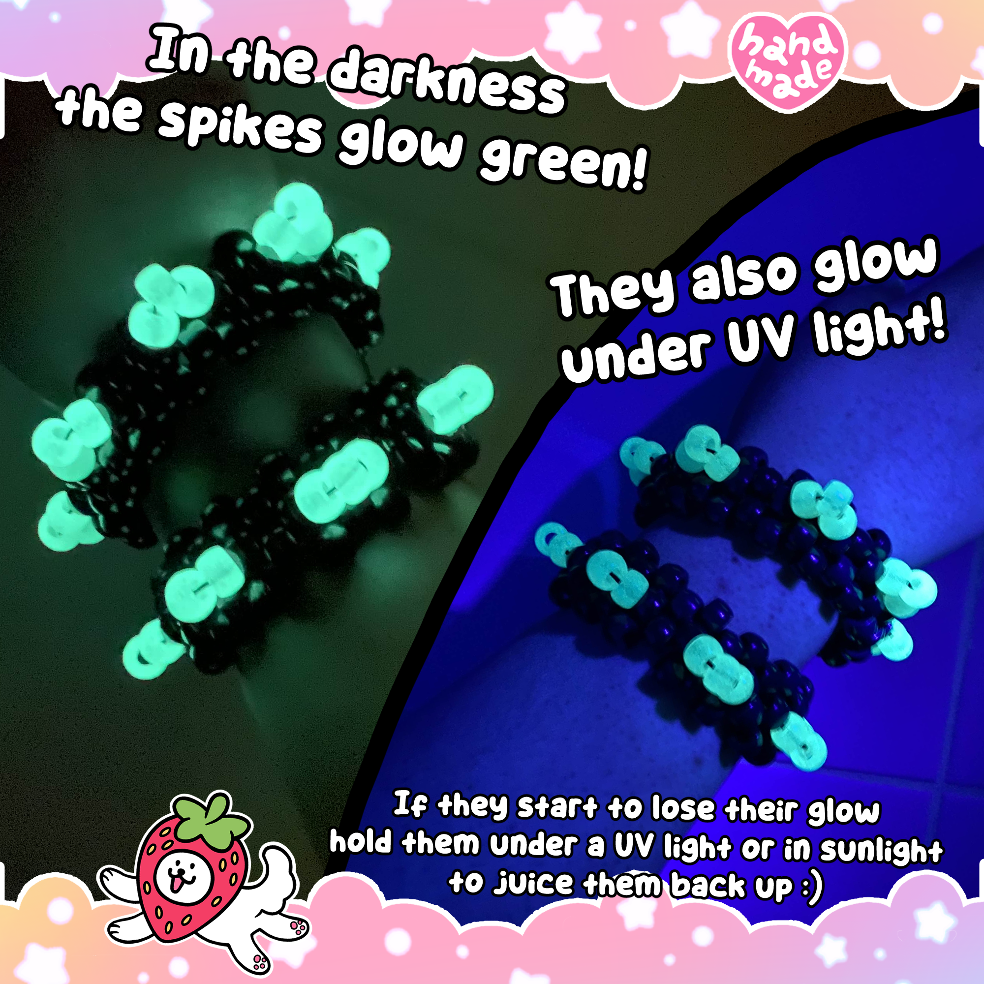 Glow In The Dark Spike Kandi Cuff
