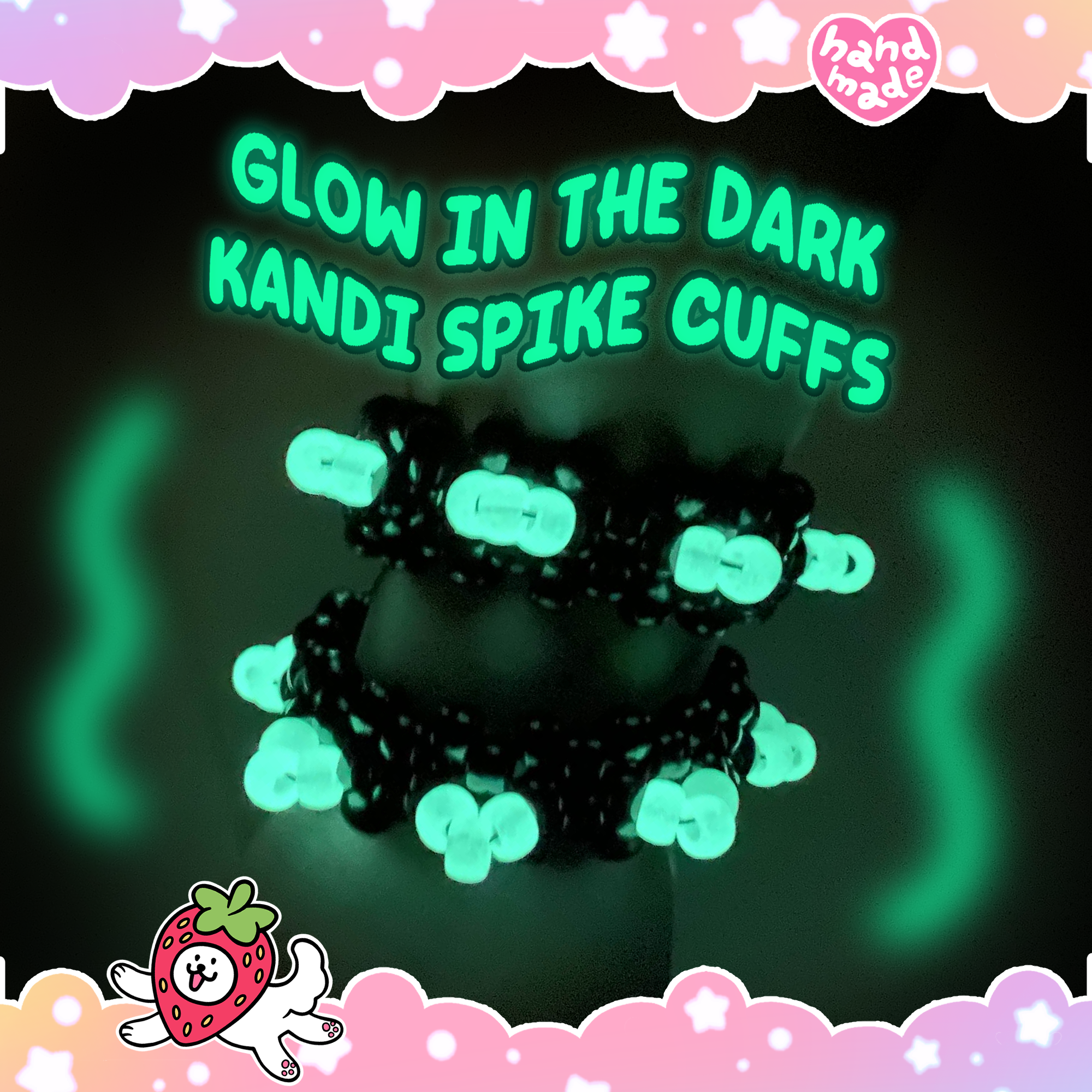 Glow In The Dark Spike Kandi Cuff