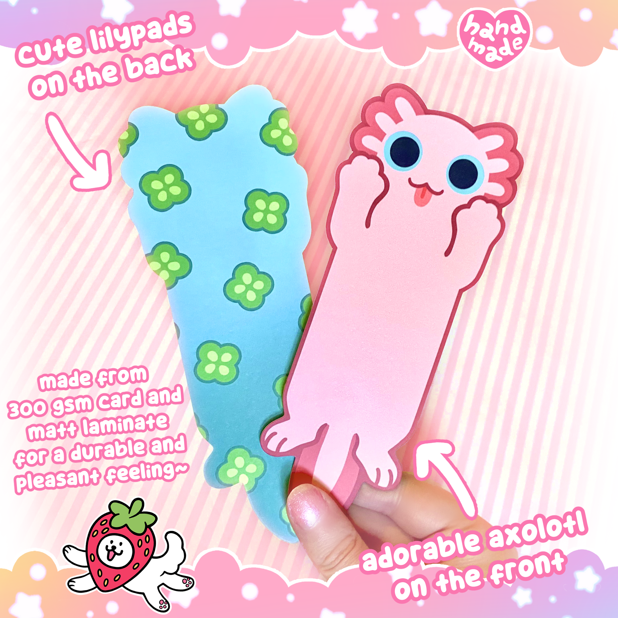 Paws Up! Axolotl Bookmarks