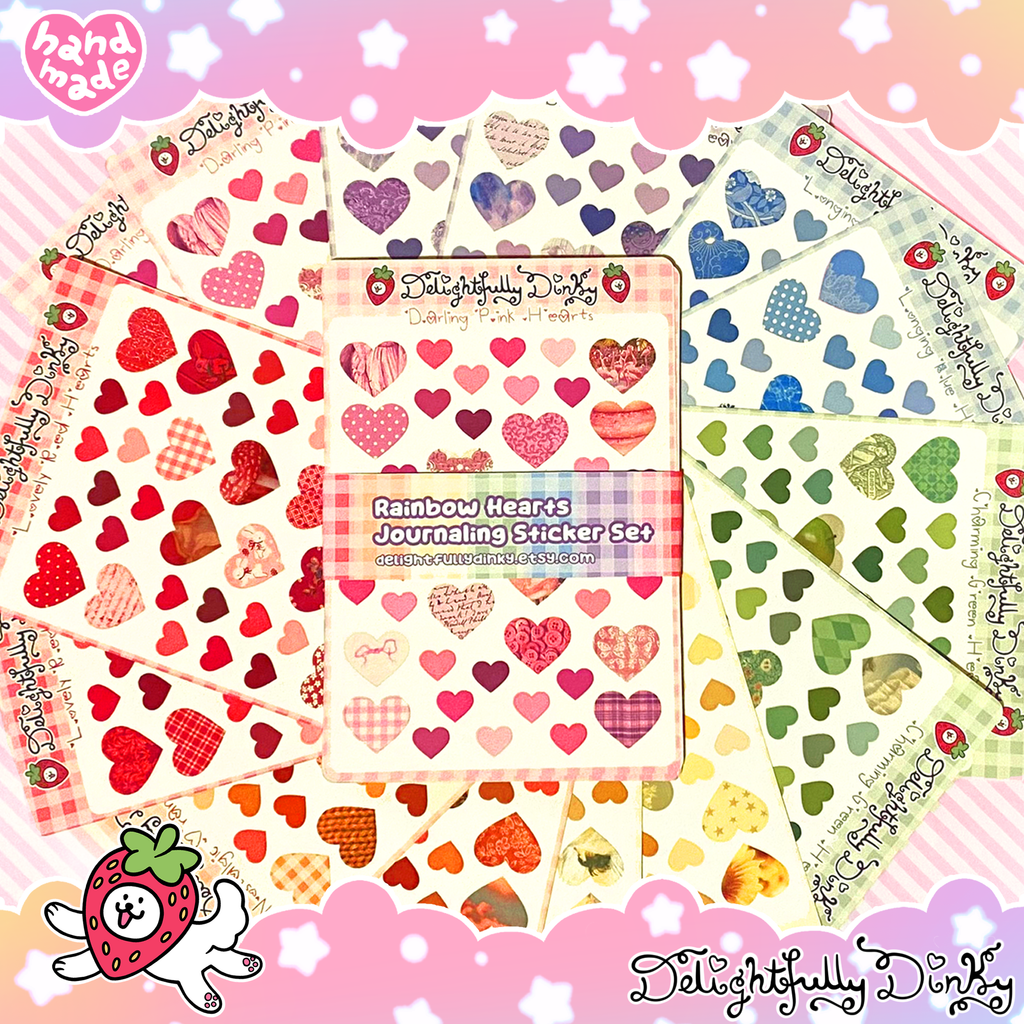Rainbow Hearts Journaling Sticker Sheets