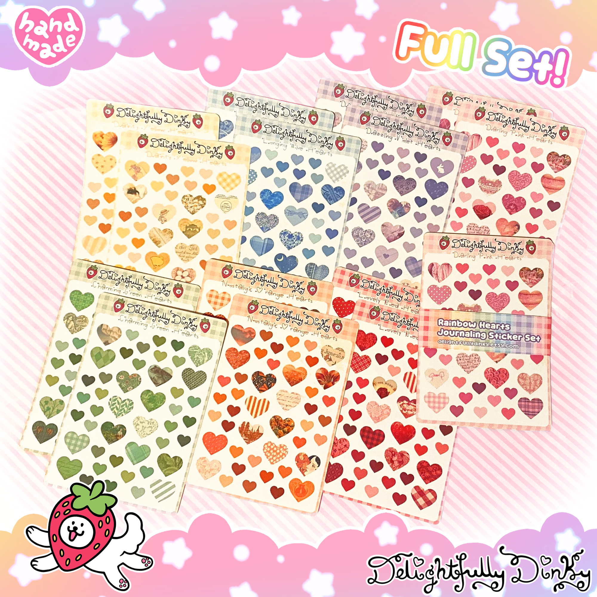 Rainbow Hearts Journaling Sticker Sheets