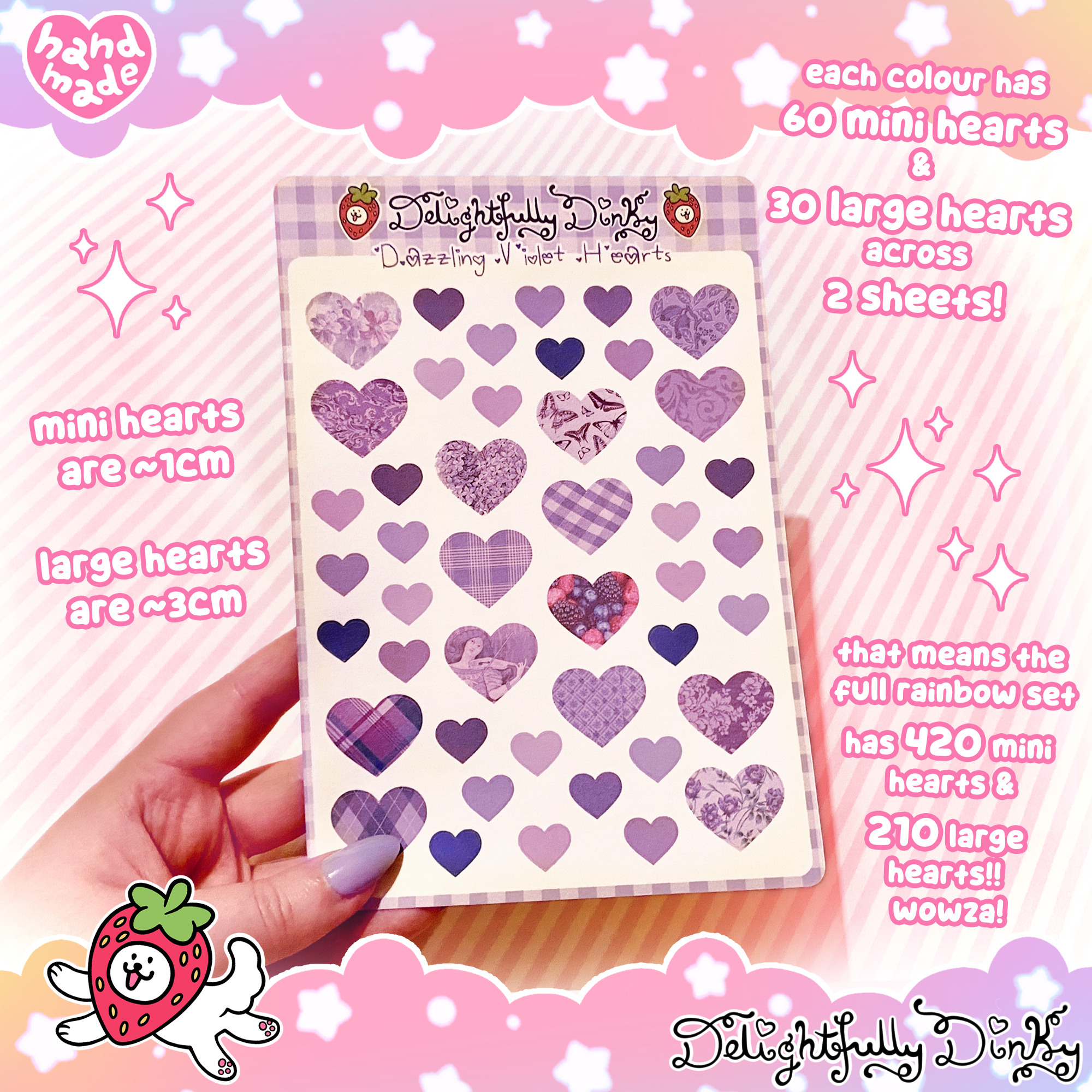 Rainbow Hearts Journaling Sticker Sheets