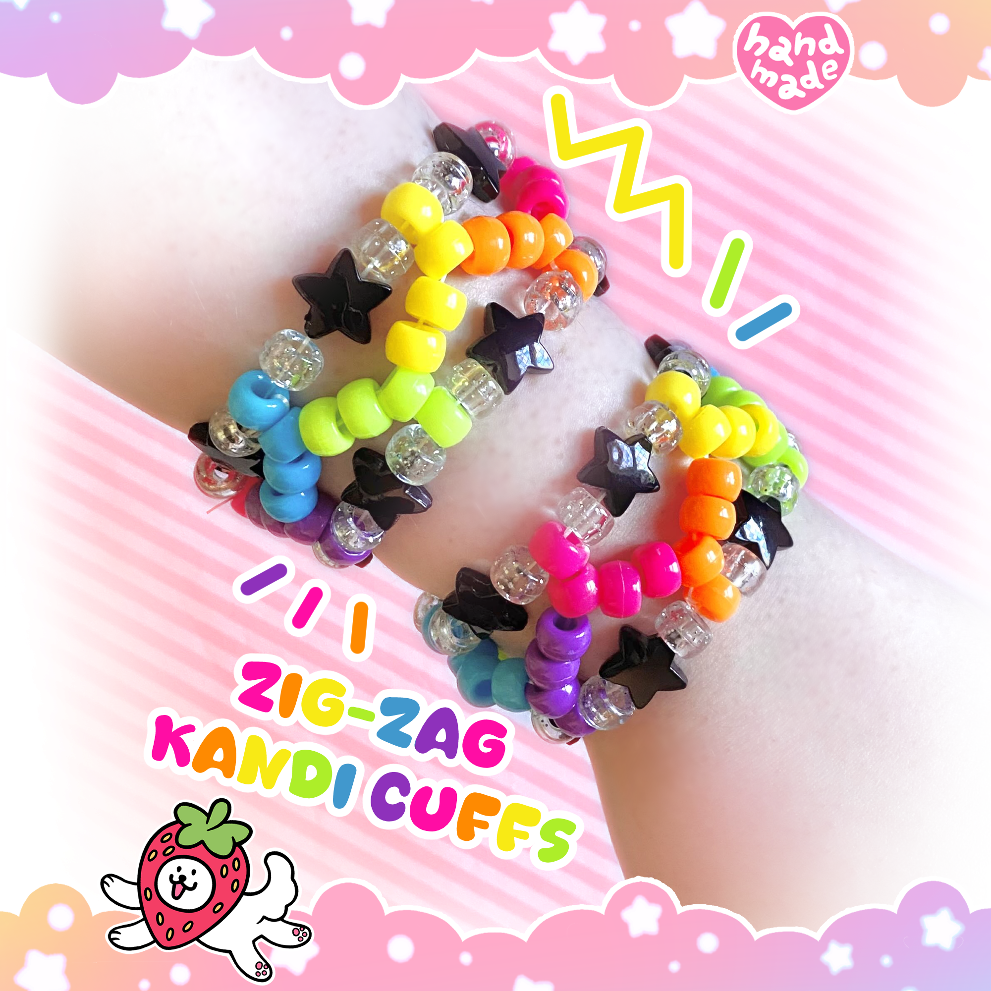 Rainbow Zig-Zag Kandi Cuff