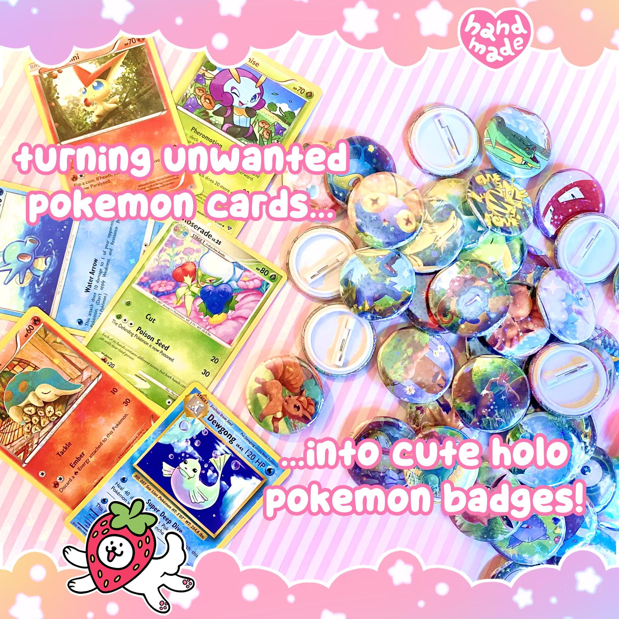 Mystery Upcycled Pokemon Card Button Badges